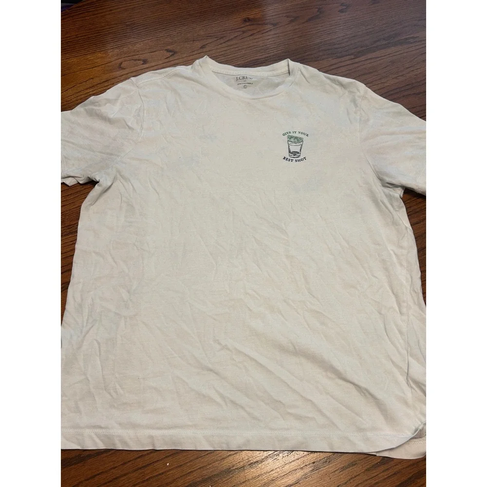J.Crew Mens Give It Your‎ Best Shot Graphic T-Shirt Off-White Large Tequila Shot